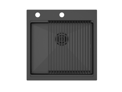Мойка кухонная Paulmark PM705151-GM+R405-GM 51х51 воронёная сталь